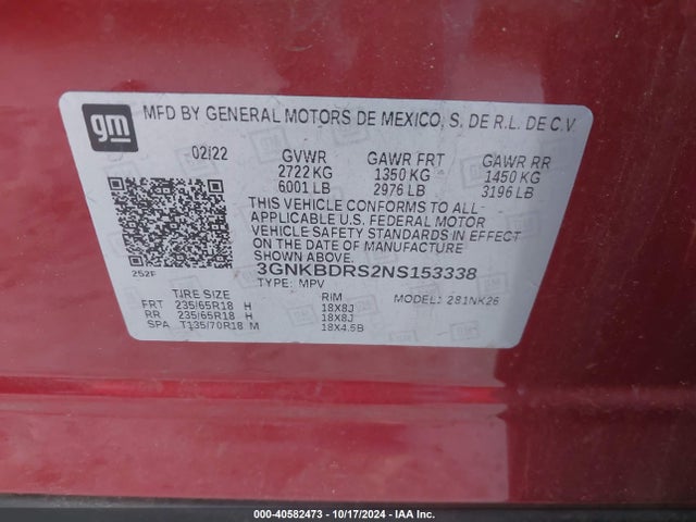 Chevrolet Blazer Fwd 3lt 2022 3GNKBDRS2NS153338 Image 9