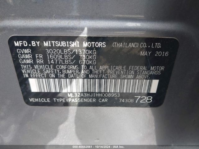 ML32A3HJ1HH008953 Mitsubishi MIRAGE ES