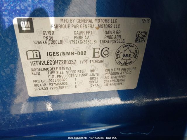 1GTV2LEC9HZ200337 GMC SIERRA 1500