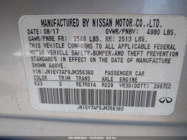 JN1EV7AP9JM356360 Infiniti Q50 3.0t Luxe
