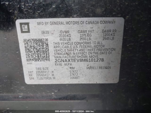 2GNAXTEV8M6101278 Chevrolet Equinox Awd 2fl