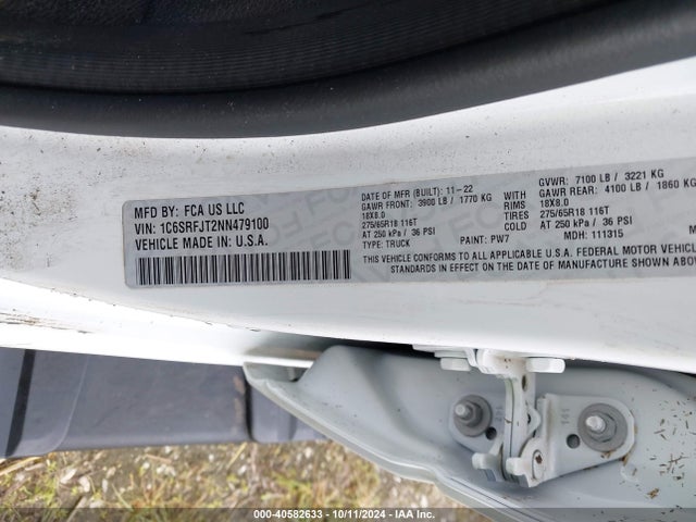 RAM 1500 2022 1C6SRFJT2NN479100 Image 9
