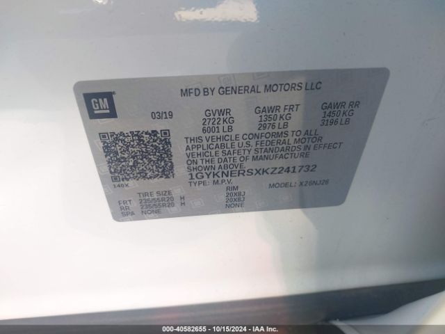1GYKNERSXKZ241732 Cadillac Xt5 Premium Luxury