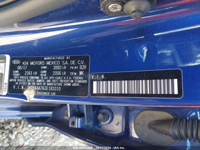 KIA FORTE LX 2018 3KPFK4A76JE183310 Image 9