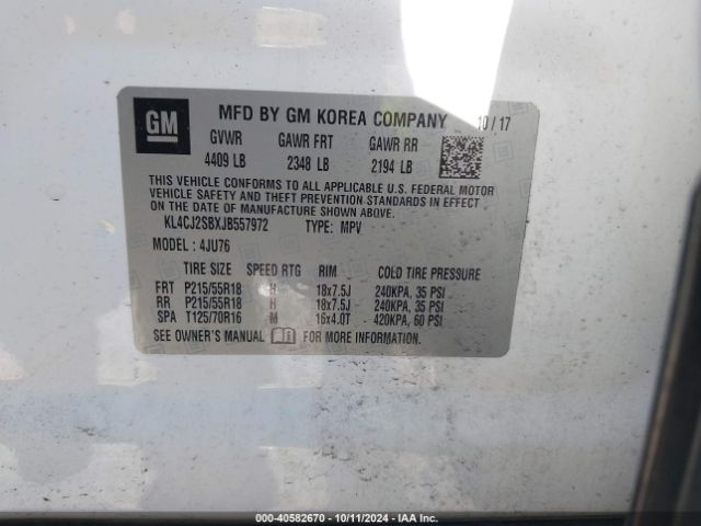 KL4CJ2SBXJB557972 Buick Encore Sport Touring