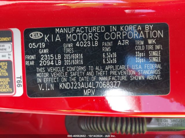 KNDJ23AU4L7068377 KIA SOUL LX