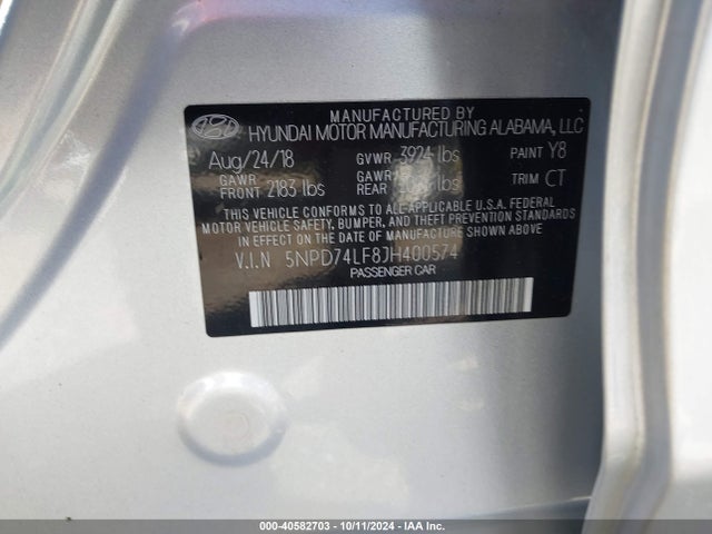 Hyundai ELANTRA SE 2018 5NPD74LF8JH400574 Image 9