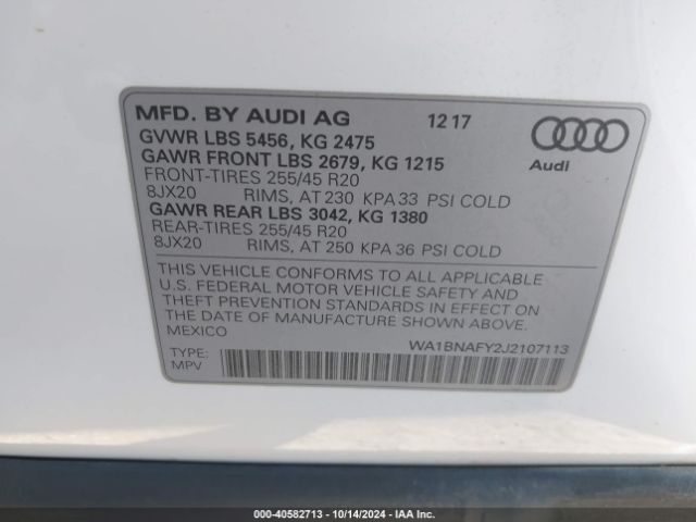 WA1BNAFY2J2107113 Audi Q5 2.0t Premium/2.0t Tech Premium