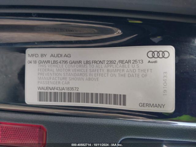 WAUENAF43JA183572 Audi A4 2.0t Premium/2.0t Tech Premium