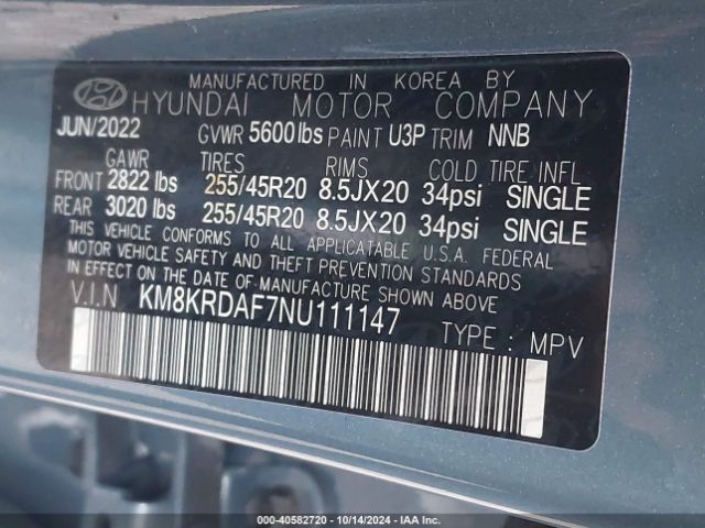 KM8KRDAF7NU111147 Hyundai Ioniq 5 Limited