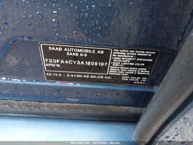 2010 SAAB 9-3 YS3FA4CY3A1609197 Photo 8