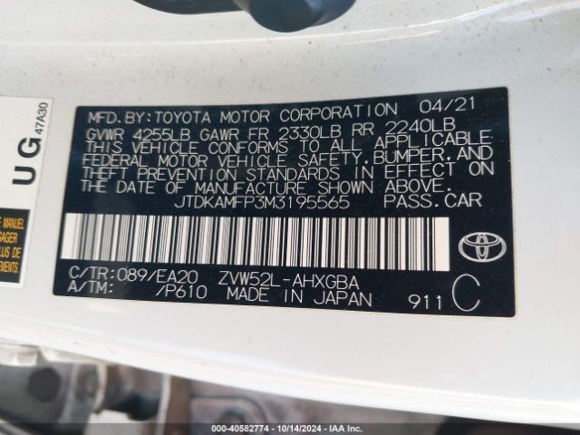 JTDKAMFP3M3195565 Toyota Prius Prime Xle