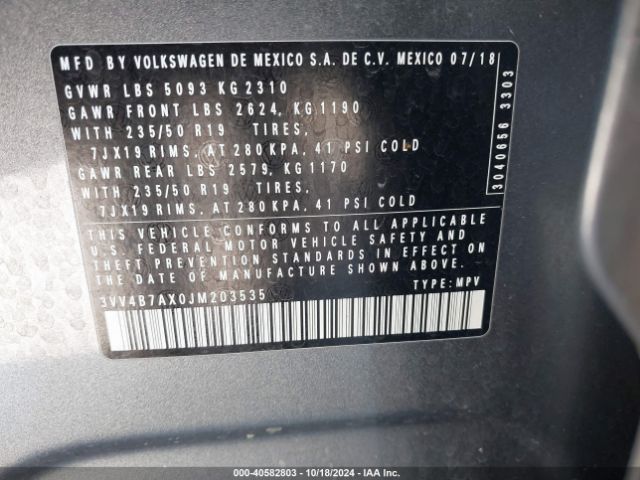 3VV4B7AX0JM203535 Volkswagen Tiguan 2.0t Sel Premium