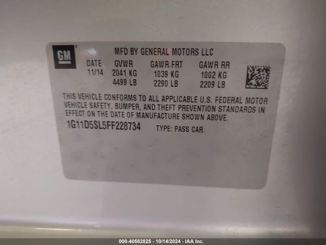 1G11D5SL5FF228734 Chevrolet MALIBU 2LT