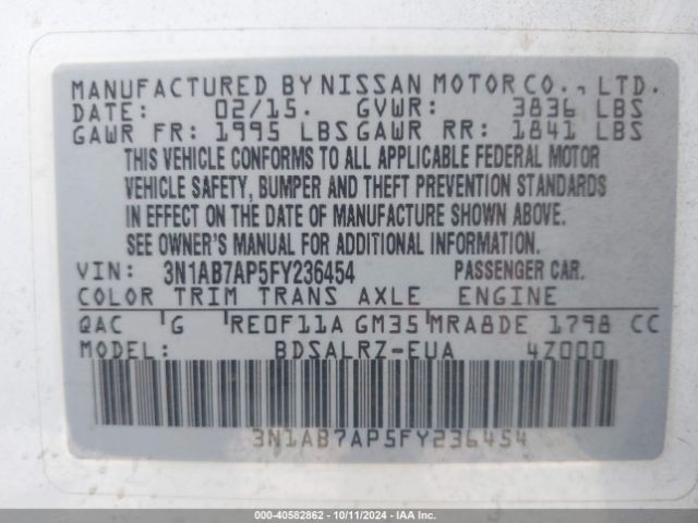3N1AB7AP5FY236454 Nissan SENTRA SR
