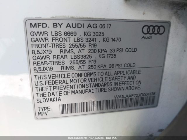 WA1LAAF72JD004138 Audi Q7 3.0t Premium