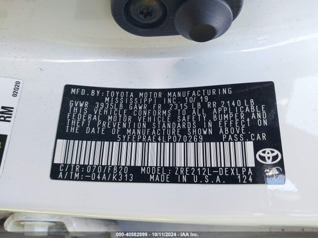 Toyota COROLLA LE 2020 5YFEPRAE4LP070269 Image 9