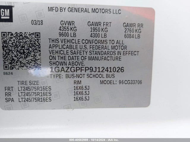 Chevrolet Express 3500 Lt 2018 1GAZGPFP9J1241026 Image 9