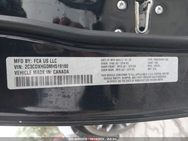 2C3CDXHG0MH519180 Dodge Charger Gt Rwd