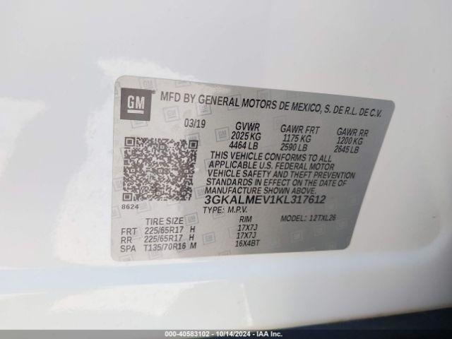3GKALMEV1KL317612 GMC Terrain Sle