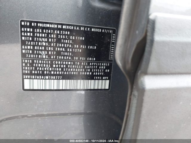 3VV1B7AX4JM198777 Volkswagen Tiguan 2.0t S
