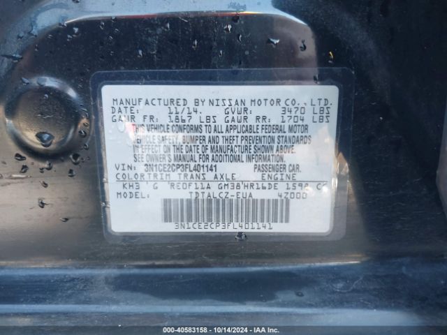3N1CE2CP3FL401141 Nissan Versa Note S Plus