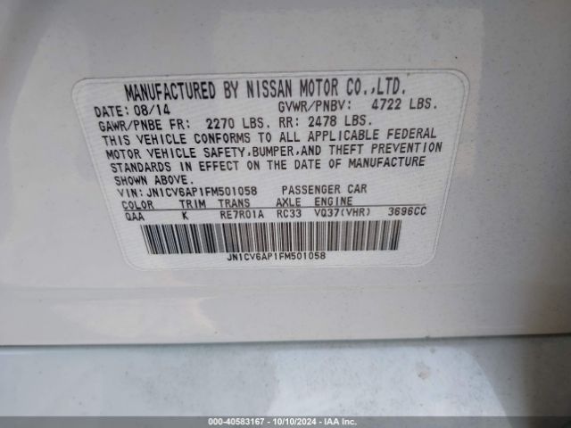 JN1CV6AP1FM501058 Infiniti Q40