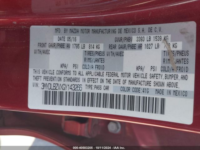 3MYDLBZVXGY143266 Scion IA