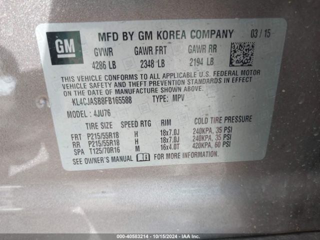KL4CJASB8FB165588 Buick Encore