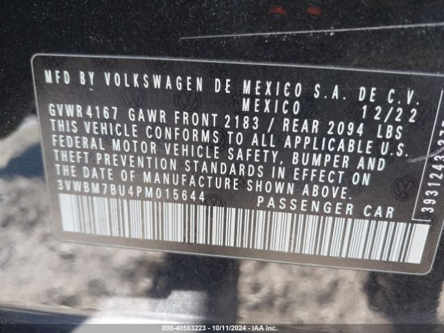 3VWBM7BU4PM015644 Volkswagen Jetta 1.5t Sport