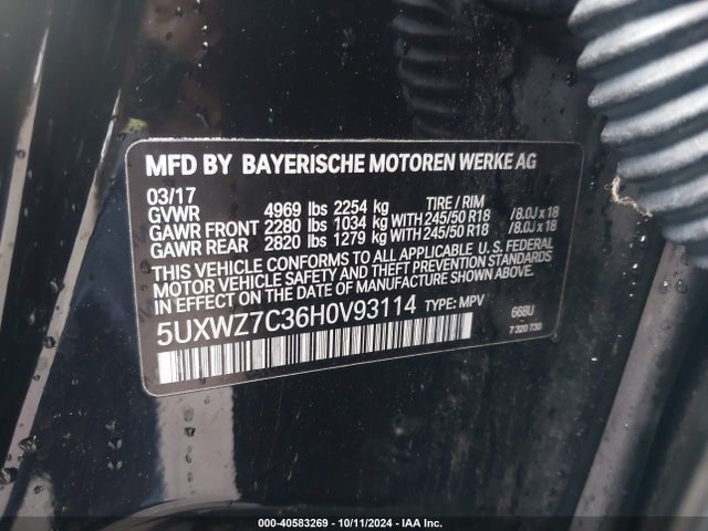 5UXWZ7C36H0V93114 BMW X3 Sdrive28i