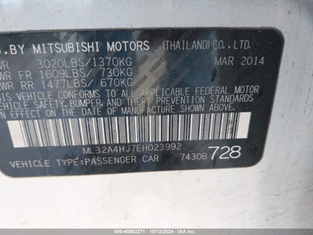 2014 MITSUBISHI MIRAGE ML32A4HJ7EH023992 Photo 8