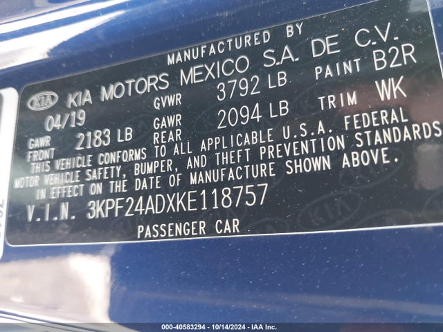 KIA Forte Lxs 2019 3KPF24ADXKE118757 Image 9