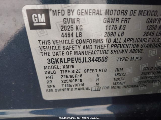 3GKALPEV5JL344506 GMC Terrain Slt