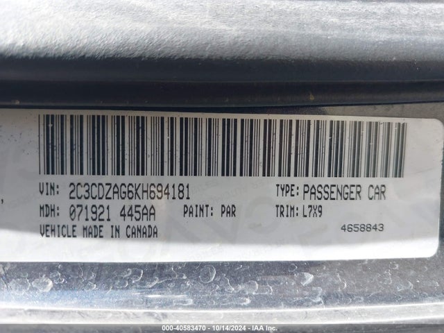 Dodge Challenger Sxt 2019 2C3CDZAG6KH694181 Image 9