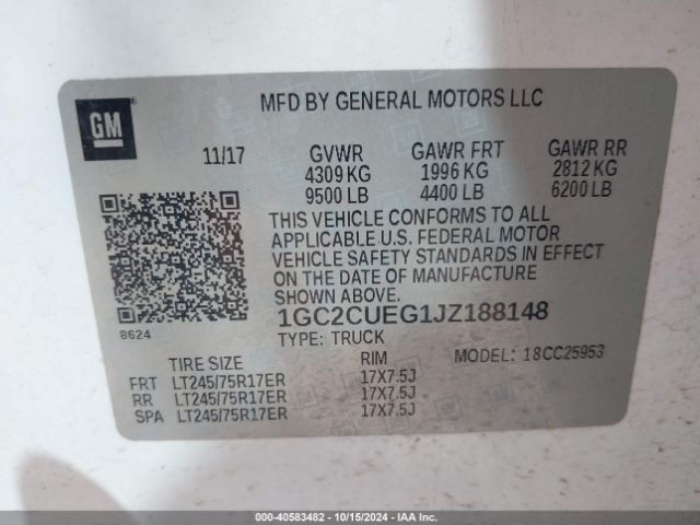 1GC2CUEG1JZ188148 Chevrolet Silverado 2500hd Wt