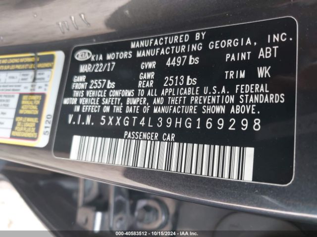 5XXGT4L39HG169298 KIA Optima Lx