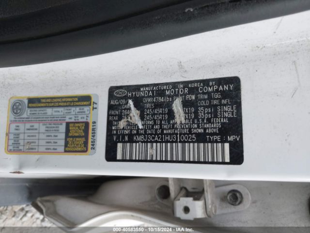 KM8J3CA21HU310025 Hyundai Tucson Sport