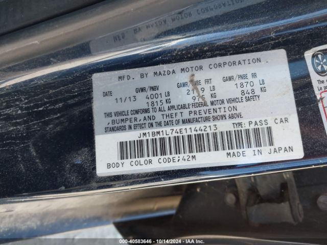 JM1BM1L74E1144213 Mazda Mazda3 I Touring