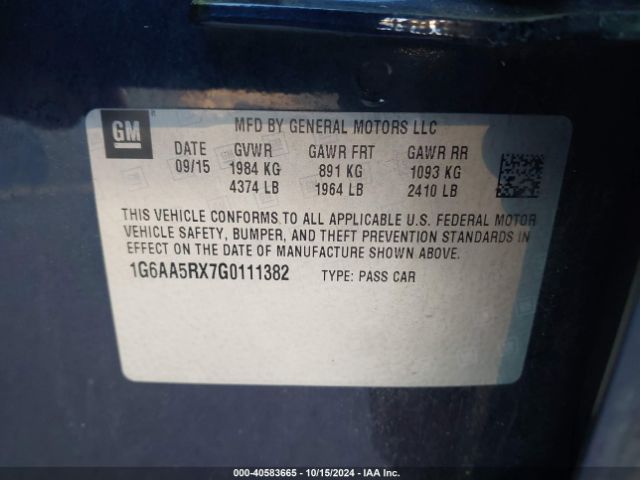 1G6AA5RX7G0111382 Cadillac Ats Standard