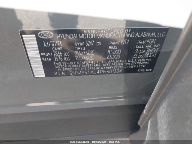 2023 HYUNDAI SANTA FE 5NMS54AL4PH601304 Photo 8