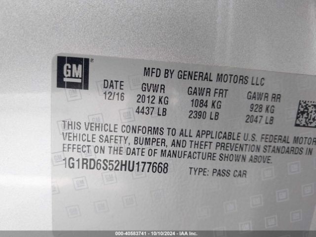 1G1RD6S52HU177668 Chevrolet Volt Premier
