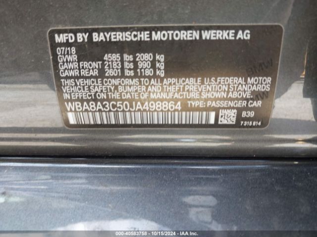 WBA8A3C50JA498864 BMW 320i Xdrive