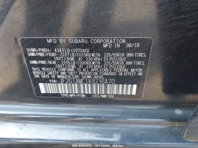JF2GTAMC1K8236470 Subaru Crosstrek 2.0i Limited