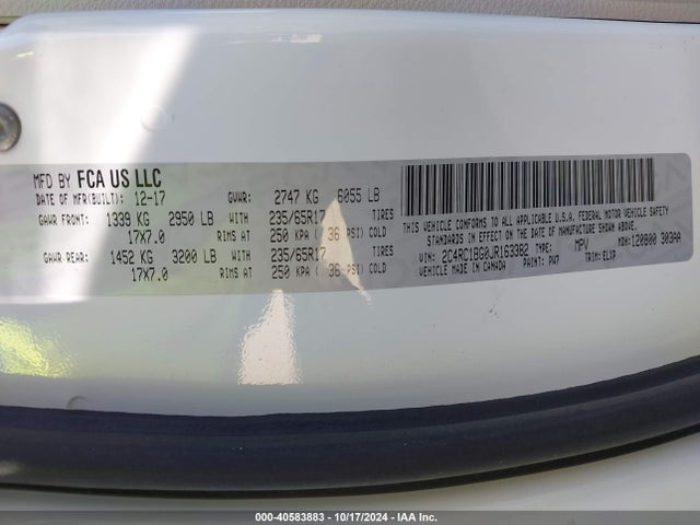 Chrysler Pacifica Touring L 2018 2C4RC1BG0JR163382 Image 9