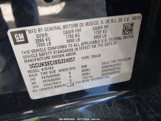 Chevrolet Silverado 1500 2lz 2014 3GCUKSEC0EG224057 Image 9