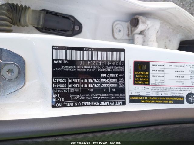 4JGDF6EE4KB234118 Mercedes-Benz Gls 450 4matic