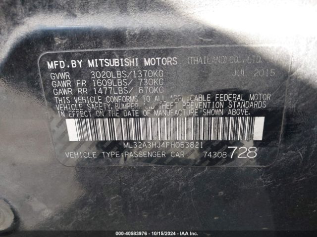 ML32A3HJ4FH053821 Mitsubishi Mirage De/rf