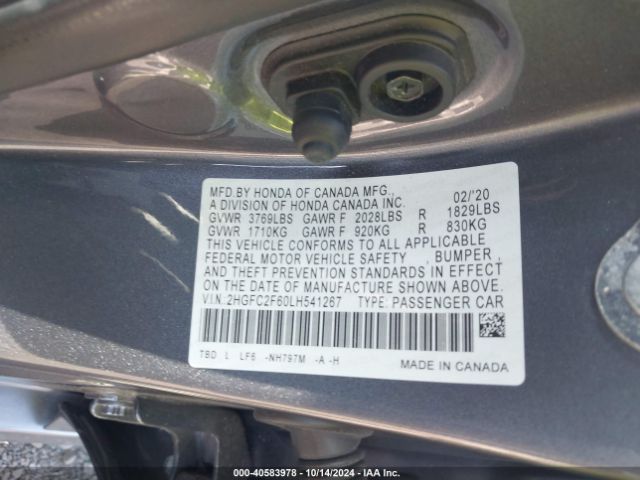 2020 HONDA CIVIC 2HGFC2F60LH541267 Photo 8