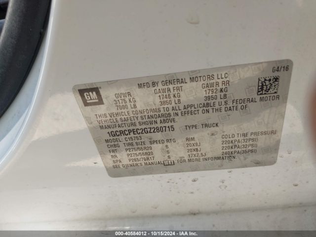 1GCRCPEC2GZ280715 Chevrolet Silverado 1500 Custom